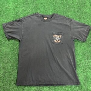 Harley Davidson Fat Boy Rules Las Vegas Nevada Pocket T-Shirt Mens L Black Hanes